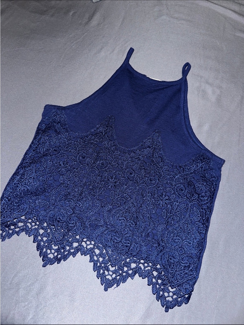Blue Crochet Halter Top Tank Top Crop Top Size Extra Small